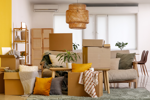 Items packed to move into storage in a family home