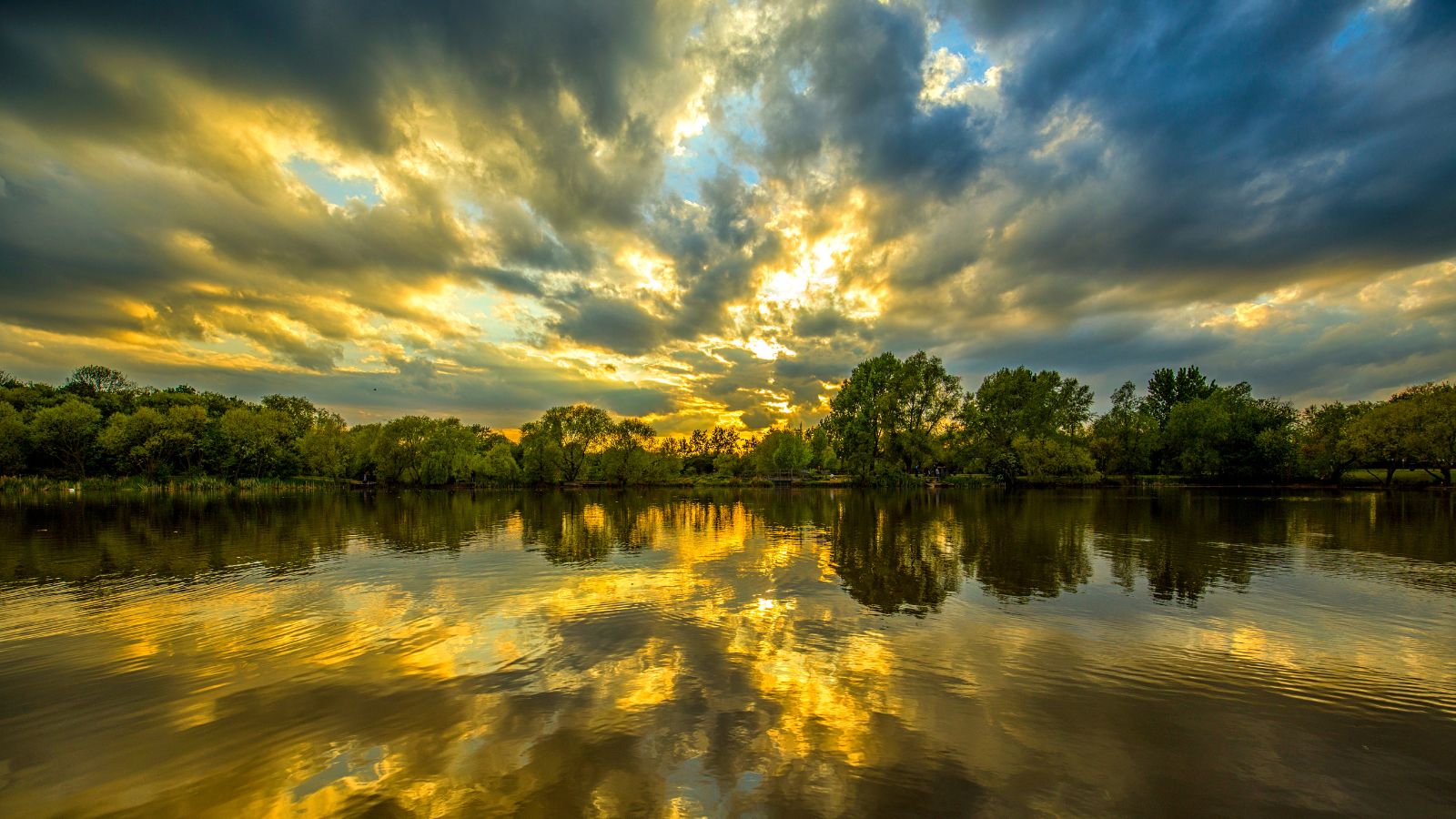 Sunset in a park in Basildon, Essex